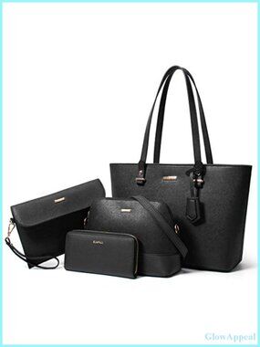 YTL Women Satchel Tote Bag Set - 4pcs Handbag Messenger Wallet Card Holder,